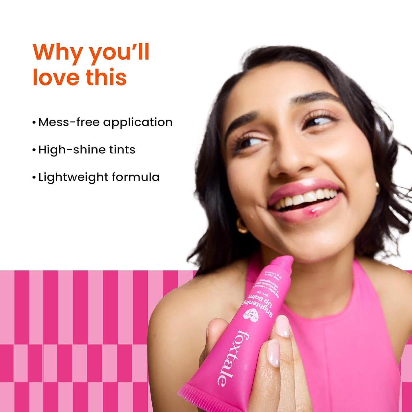 Foxtale SPF 30 Brightening Lip Balm for Dark Lips with Peptides & Vitamin C | Brightens | Hydrates | Tinted Lip Balm - Pink Glaze 12gm Beauty & Personal Care FoxTale