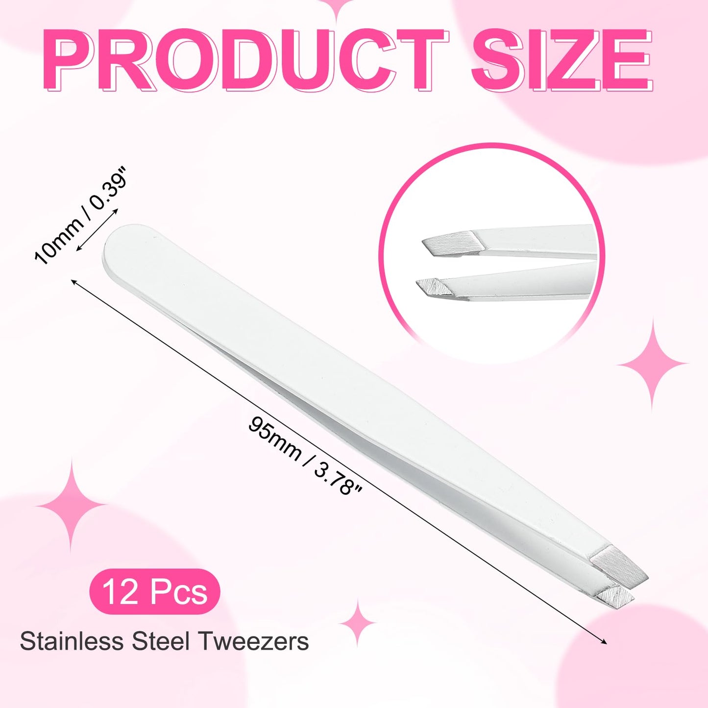 HARFINGTON 12Pcs Eyebrow Tweezers Set Stainless Steel Slanted Tip Beauty Tweezers Hair Plucking Casual Beauty Tools for Facial Hair Eyebrow, White Beauty and Personal Care HARFINGTON