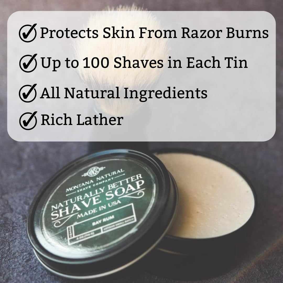 MNSC Mountain Man Artisan Small Batch Shave Soap for a Naturally Better Shave - Smooth Shave, Hypoallergenic, Prevent Nicks, Cuts, and Razor Burn Beauty and Personal Care Montana Natural Shave Company