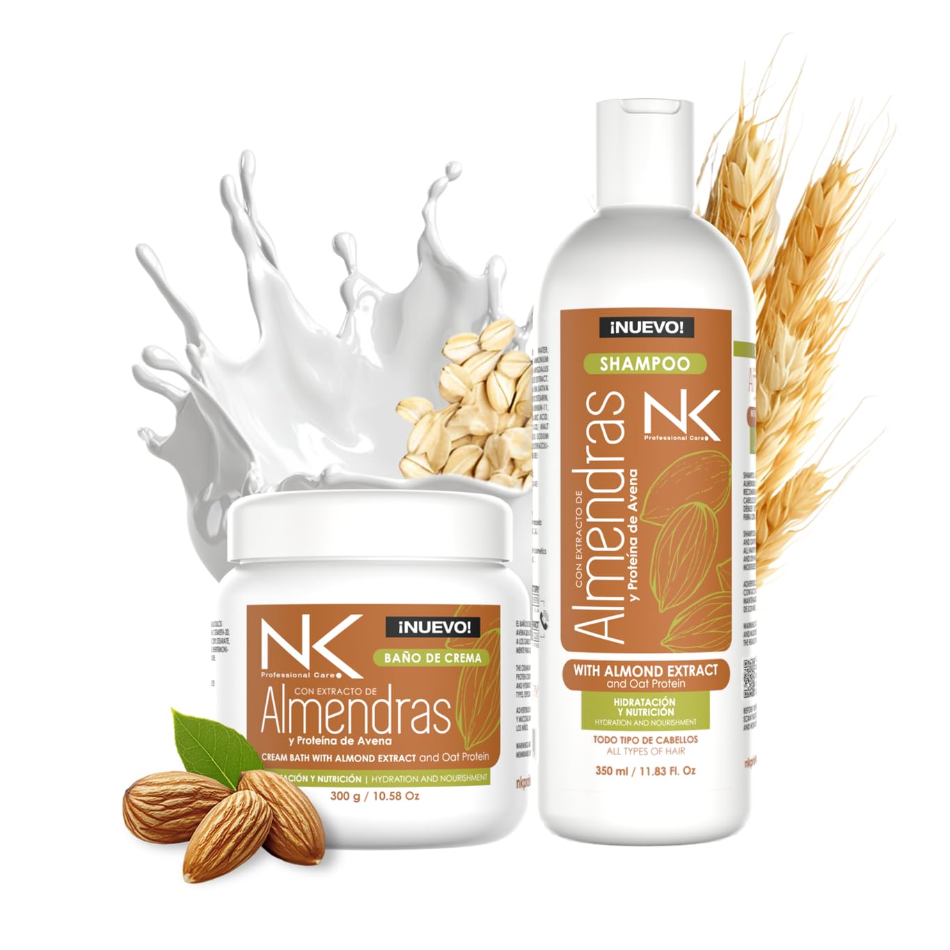 NK Almond Shampoo and Hair Mask Set - Based on almond extract and oat protein - All hair types, especially weak and dry hair. Beauty & Personal Care NK Professional Care