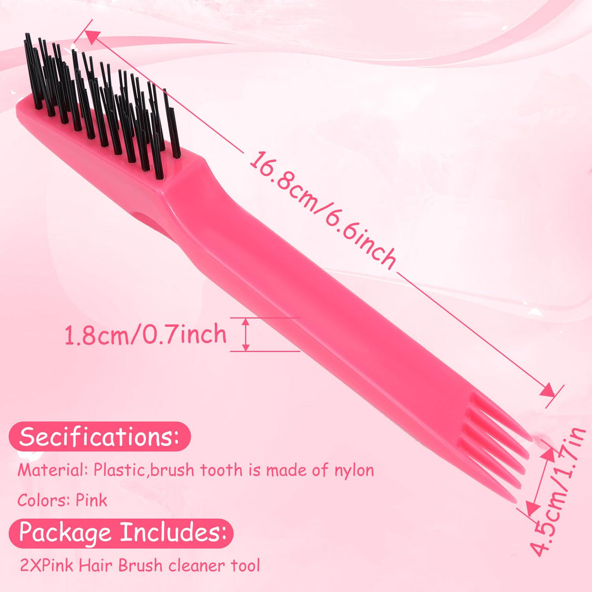 Yaomiao 2 Pcs Hair Brush Cleaner Tool 2-in-1, Pink Hairbrush Cleaner for Removing Hair Dust, Mini Comb for Removing Dirt, Home Salon Use Beauty & Personal Care Yaomiao