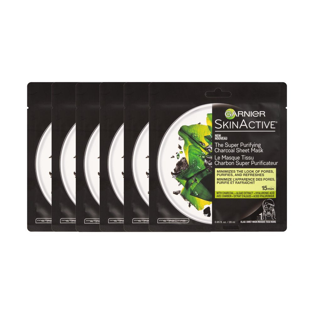 Garnier SkinActive Super Purifying Charcoal Sheet Mask, 6 Count Beauty & Personal Care Garnier