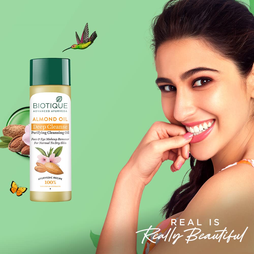 Biotique Bio Almond Oil Soothing Face and Eye Make Up Cleanser, 120 ml/4.05Oz. Beauty & Personal Care Biotique