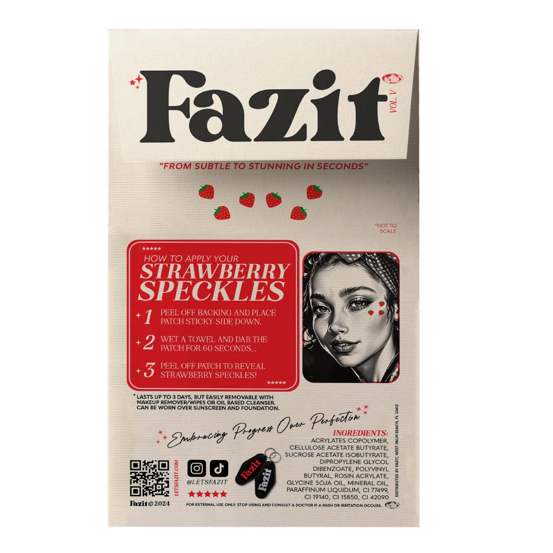 Fazit Makeup Patches - Strawberry Speckles - Glow Up Make-Up Patches - Cute Glitter Makeup Accessories for Women - Cosmetic Glitter for Face Beauty & Personal Care Fazit