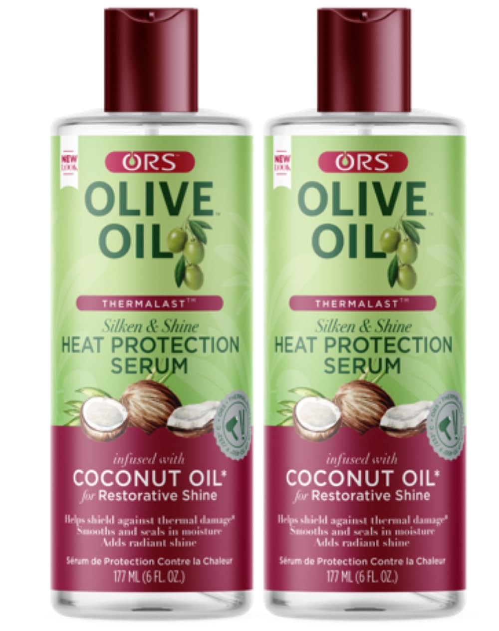 ORS Olive Oil Heat Protection Hair Serum infused with Coconut Oil for Restorative Shine 6.0 Ounce (Pack of 2) Beauty & Personal Care ORS