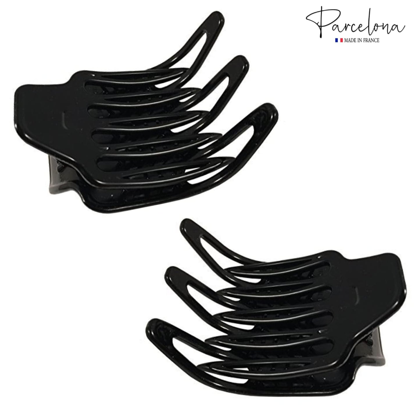 Parcelona French Paw Black Wide Covered Spring Side Slide In Jaw Yoga Hair Claw Clip Beauty & Personal Care Parcelona
