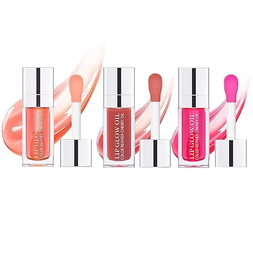 3-in-1 Plumping & Hydrating Lip Oil Gloss - Tinted, Long Lasting, Natural Lip Plumper (01+12+15) Beauty & Personal Care YCNASSS