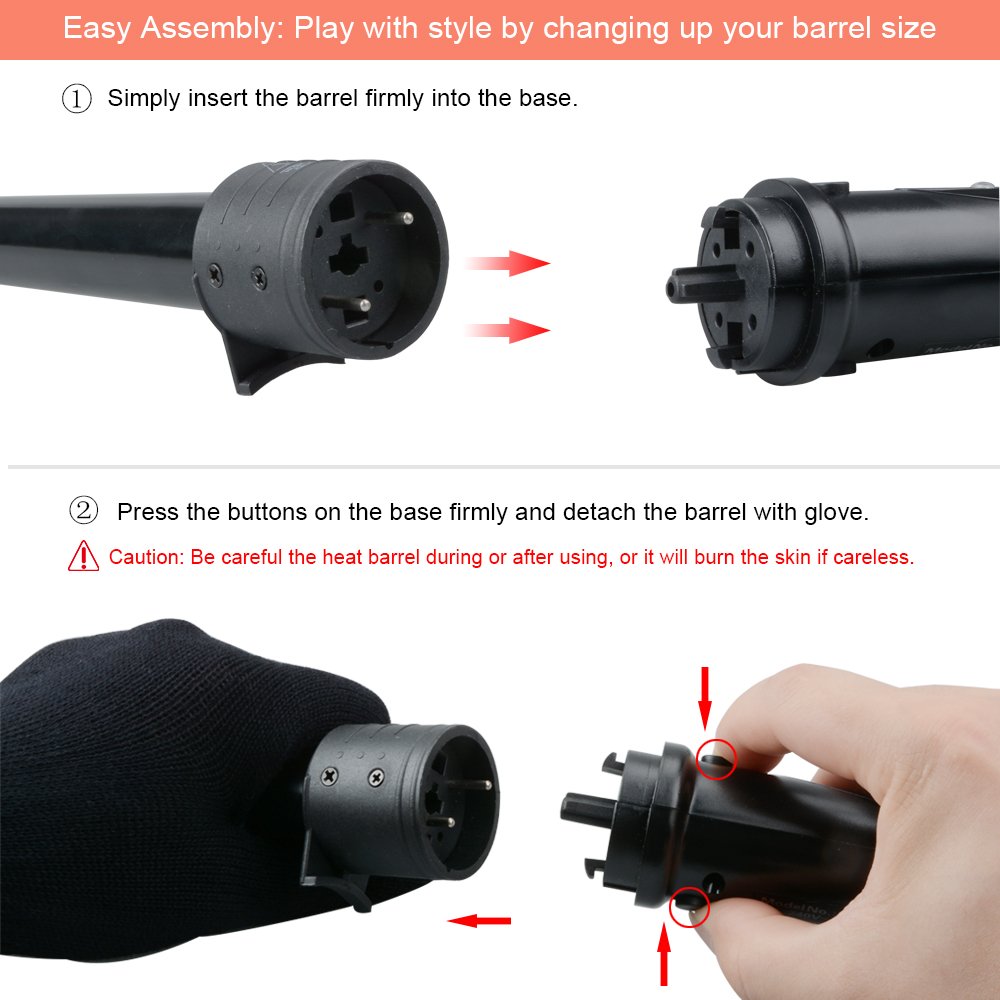 3 in 1 Curling Iron, Curler Wand Set with 3 Interchangeable Ceramic Curling Barrel(0.35”-1.25”), Instant Heat Up, Dual Voltage Hair Curler Beach Beauty & Personal Care JuHaLeiw