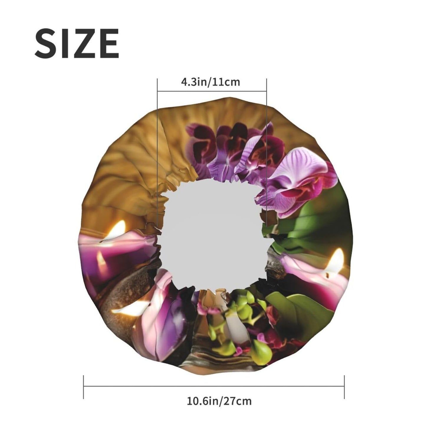 Candles and Orchids Shower Cap for Women Men Large Reusable Shower Bonnet Double-Layer Waterproof Bath Caps Elastic Band Hair Hat for All Hairstyles Beauty and Personal Care BWLHJKE