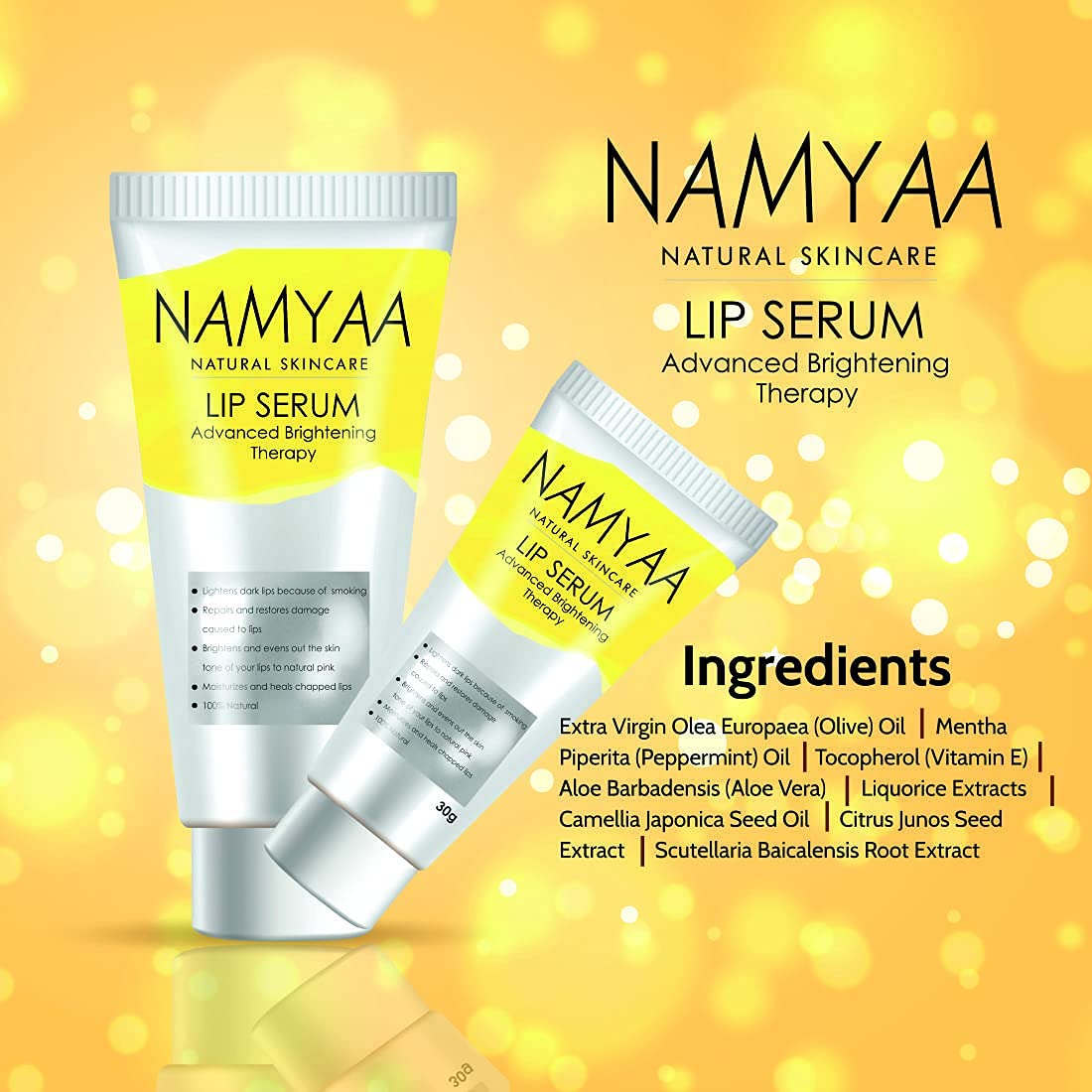 Organic Care Namyaa Natural Lip Serum/Balm/Lightener/Moisturizer For Lip Lightening/Brightening/Toning/Moisturizing, 30 g Beauty and Personal Care Organic Care