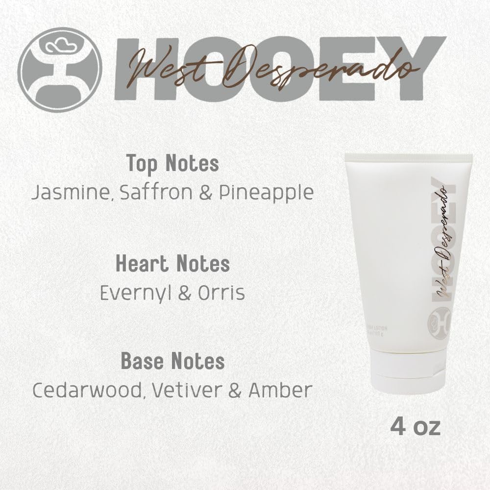 HOOEY West Desperado x Hooey Body Lotion 4 oz - Women’s Western Perfume Lotion with Jasmine, Saffron & Cedarwood Scent - Moisturizing Fragrance Cream Beauty & Personal Care HOOEY