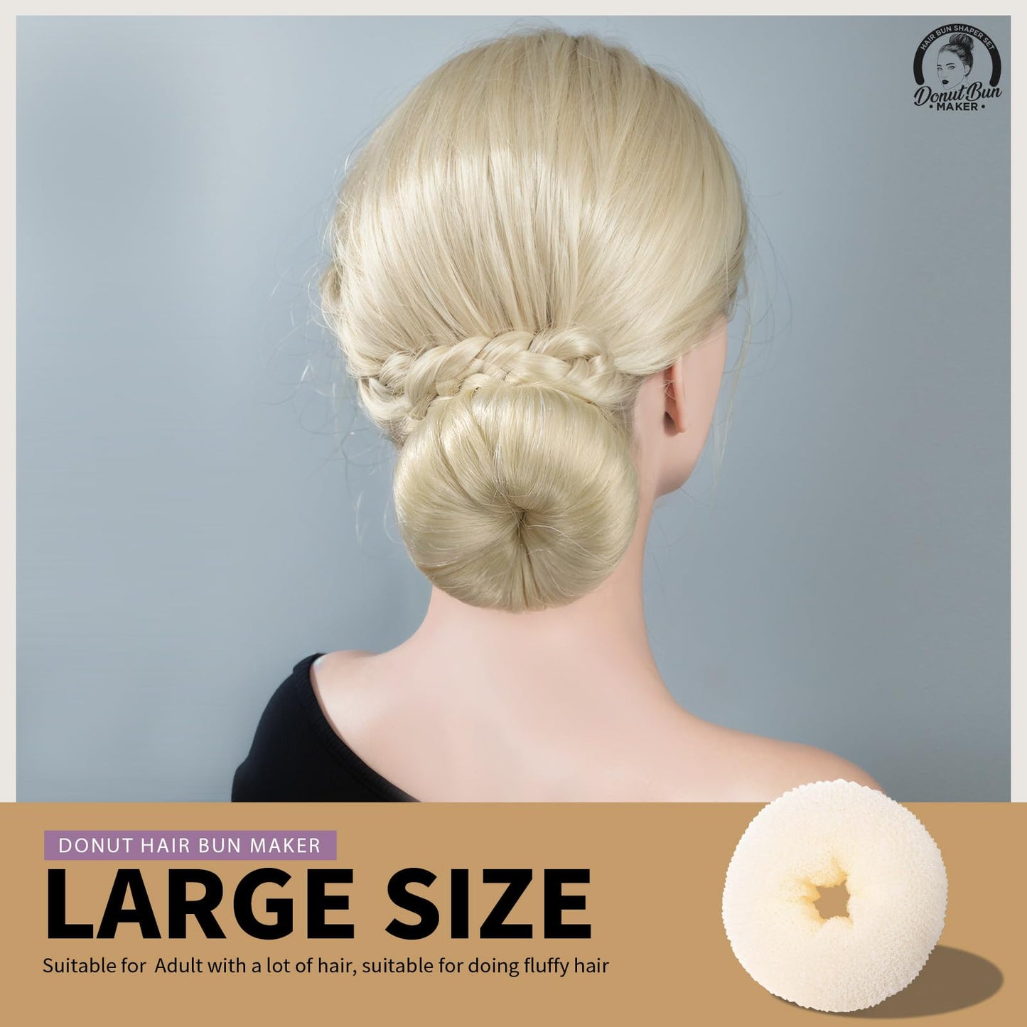 Teenitor 4pcs Hair Bun Shaper Set with Extra-large, Large, Medium, Small Donut Hair Bun Maker, 20pcs Bobby Pins, Cream Color Beauty and Personal Care Teenitor