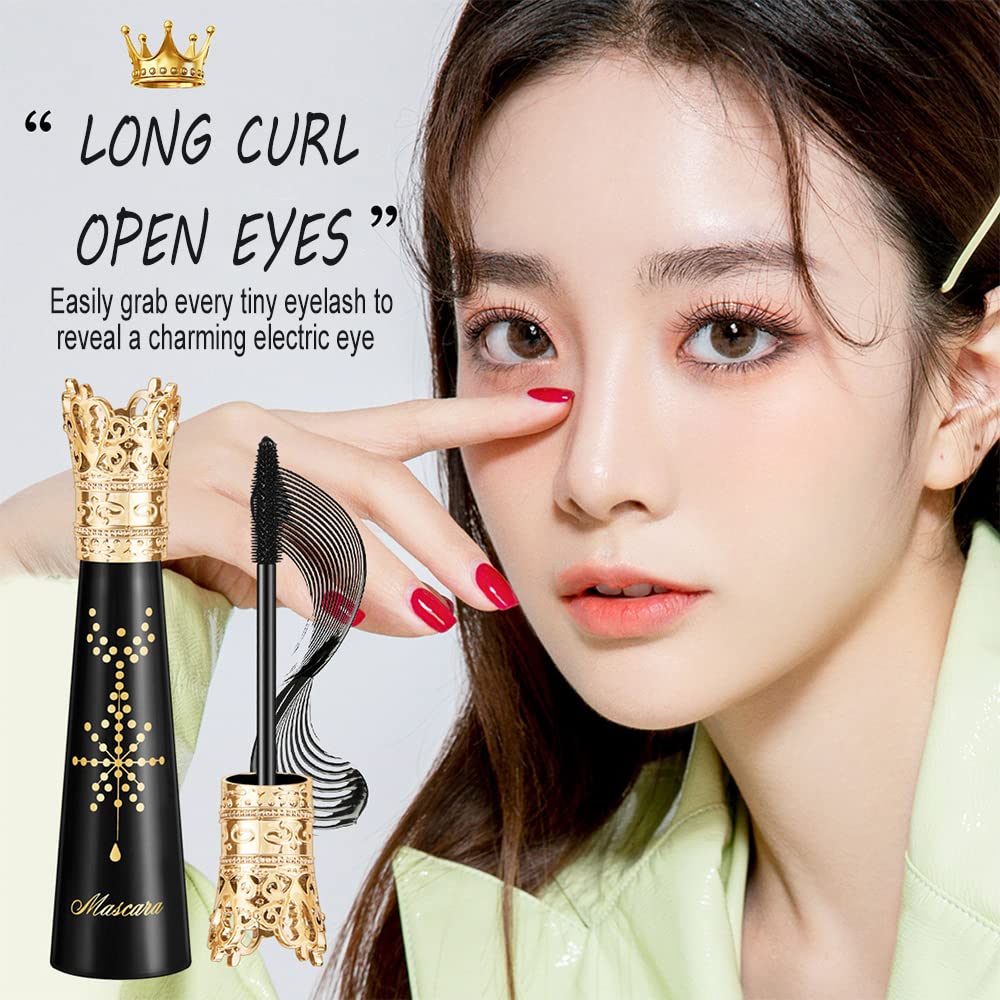 4D Silk Fiber Lash Mascara Waterproof, Liquid Lash Extension Crown Mascara Black Volume and Length, Long Lasting, Thickening & Lengthening, All Day Beauty & Personal Care KlsyChry