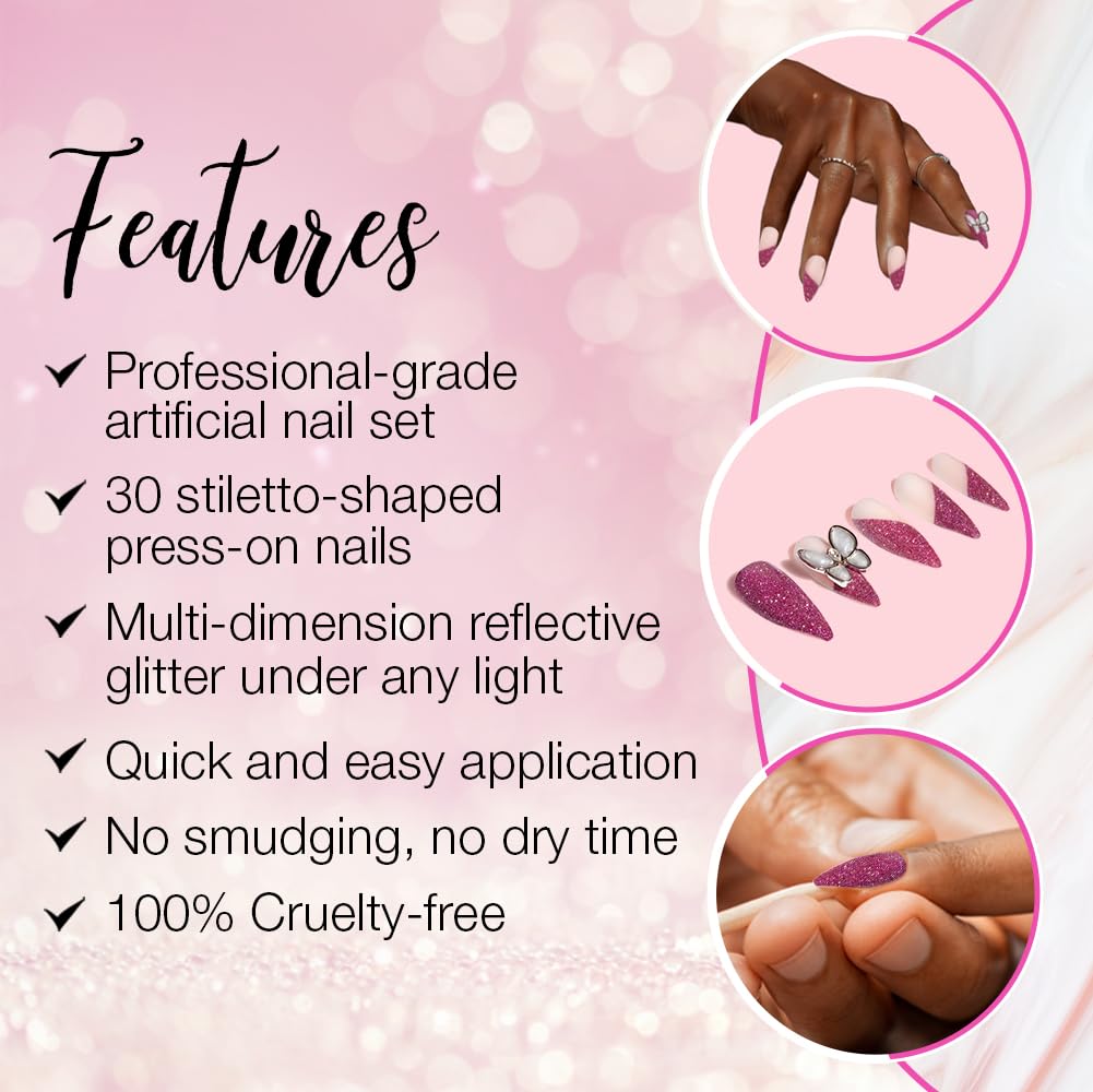 Ardell Press On Nails Stiletto, Flash & Sparkle - Luminatti Style Fake Nail, Glue on Nails, Nail Kit, 1 Pack Beauty & Personal Care Ardell