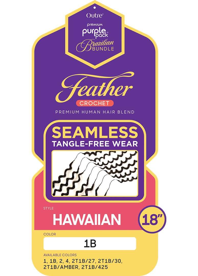 Outre Purple Pack Brazilian Premium Human Hair Blend Feather Crochet Braid - Hawaiian 18" (JET BLACK 1)