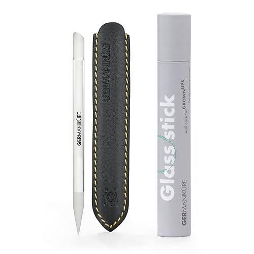 GERMANIKURE Clear Glass Cuticle Stick in Leather Sleeve - Ethically Made in Czech Republic - Cuticle Pusher & Remover, Callous & Dry Skin Fingertip Beauty & Personal Care GERmanikure