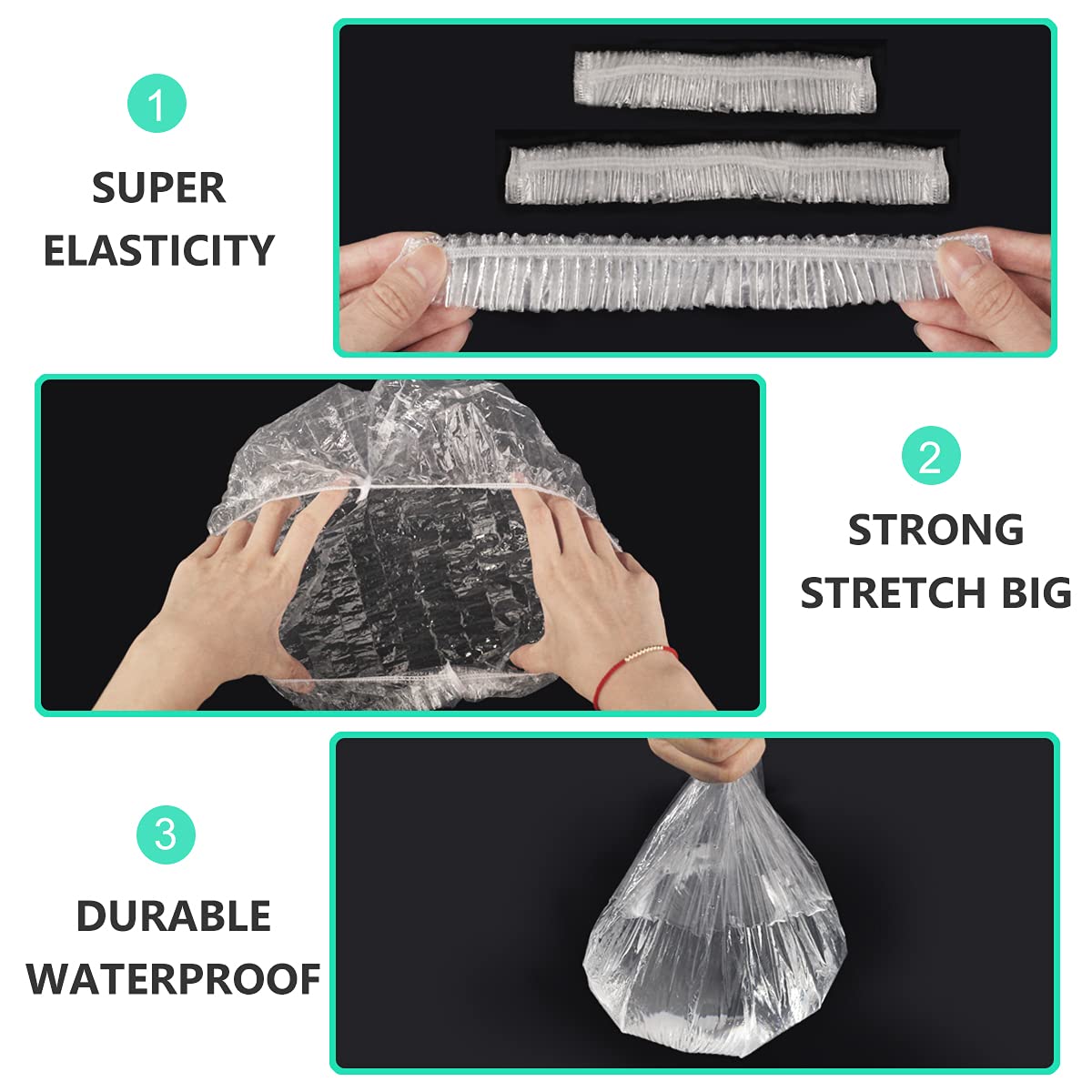 Keeygo Disposable Shower Caps 30 PCS Bath Caps Clear Waterproof Plastic Wraps for Women, Hotel Travel Essentials Accessories Hair Caps(17.3") Beauty and Personal Care Keeygo