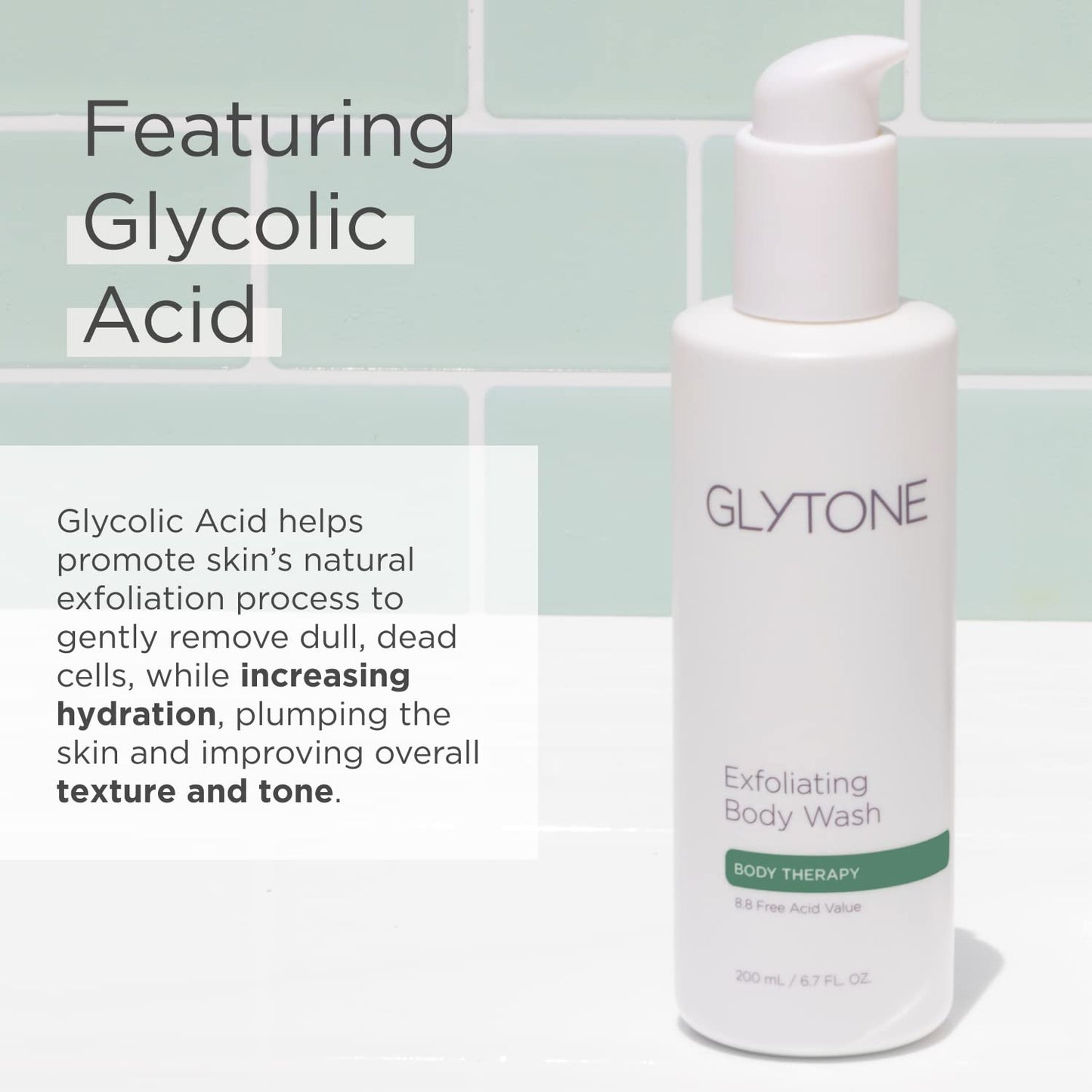 Glytone Exfoliating Body Wash - 8.8 Free Acid Value Glycolic Acid - Keratosis Pilaris - Smooth Rough & Bumpy Skin - Oil & Fragrance-Free - 6.7 fl. oz. Beauty & Personal Care GLYTONE