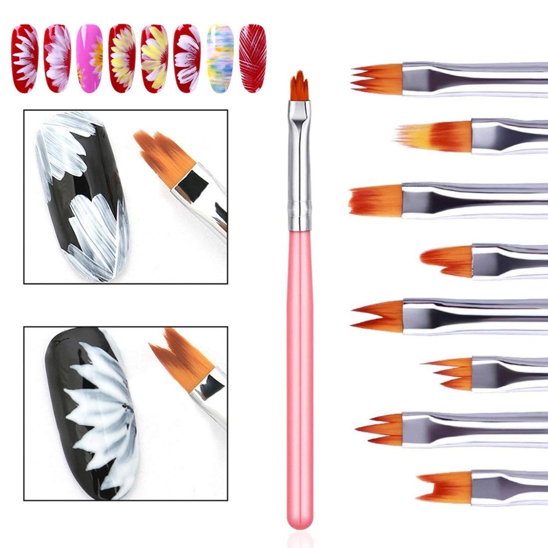 FULINJOY 11 Pc Nail Art Brush Set - UV Gel Painting Pen, Flower & Gradient Designs, Liner Brushes Beauty & Personal Care FULINJOY
