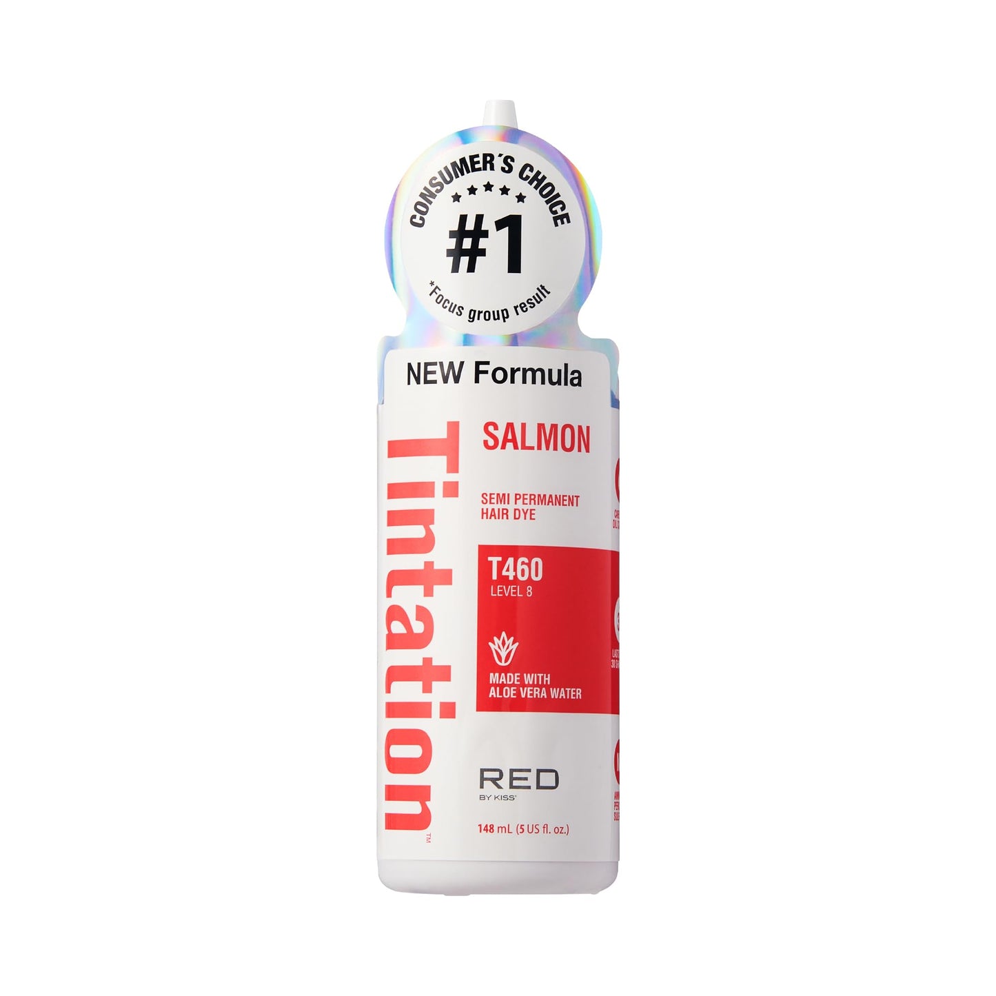Red by Kiss Tintation Semi-Permanent Hair Color, Aloe Vera Water Based, Argan Oil, Olive Oil, Collagen & Keratin, Long-Lasting Color Dye (Salmon, 5 Fl Beauty & Personal Care Red By Kiss