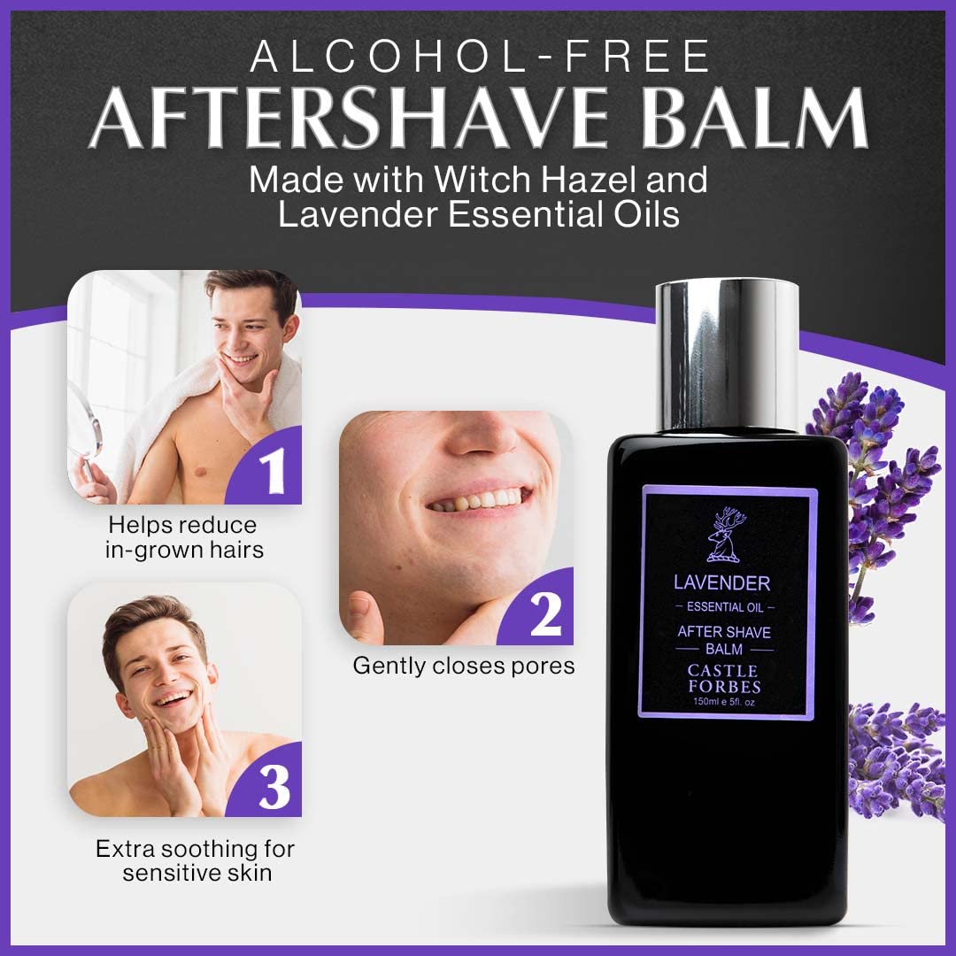 Castle Forbes Lavender Aftershave Balm For Men, 5 fl.oz. - Moisturizing After Shave Lotion w/Essential Oils - Soothing & Refreshing Face Balm Beauty and Personal Care Castle Forbes