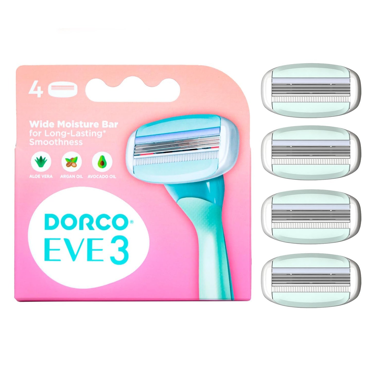 Dorco EVE3 Razors - Extra Smooth Shaving with 1 Handle & 2 Blade Refills, 3 Curved Blades, Flexible Aloe Vera Moisture Bar, Interchangeable Cartridge Beauty & Personal Care DORCO eve
