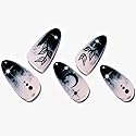 GLAMERMAID Press on Nails Medium Almond, Gothic Black Ombre French Tip Gel Glue on Nail, Glossy Short Stiletto Reusable UV Finish Fake Nails Acrylic Beauty & Personal Care GLAMERMAID