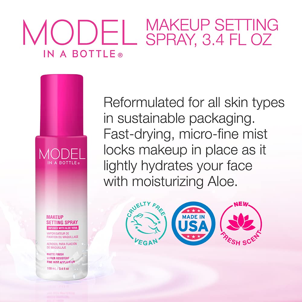 Model in a Bottle, Makeup Primer Original Setting Spray, Smooth, Matte Finish Finishing Spray, All Skin Types, 3.4 oz - 1 Pack Beauty & Personal Care Model in a Bottle