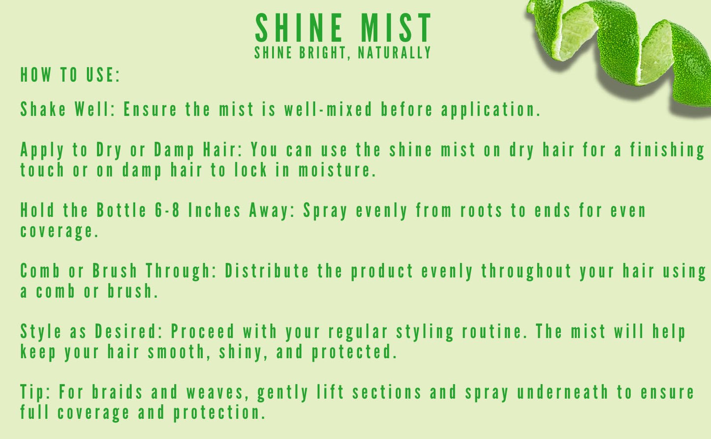 On Organic Natural Premium Oil-Free Weave & Wig Shine Mist Coco Lime 4.5 oz Beauty & Personal Care On Natural