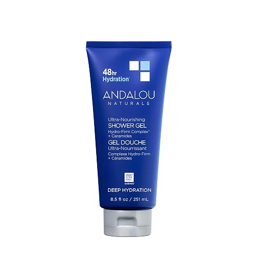 Andalou Naturals Body Wash, Deep Hydration Shower Gel, Ultra-Nourishing Skin Care for Dry Skin with Hyaluronic Acid & Ceramides, Gentle Exfoliating Beauty & Personal Care Andalou Naturals