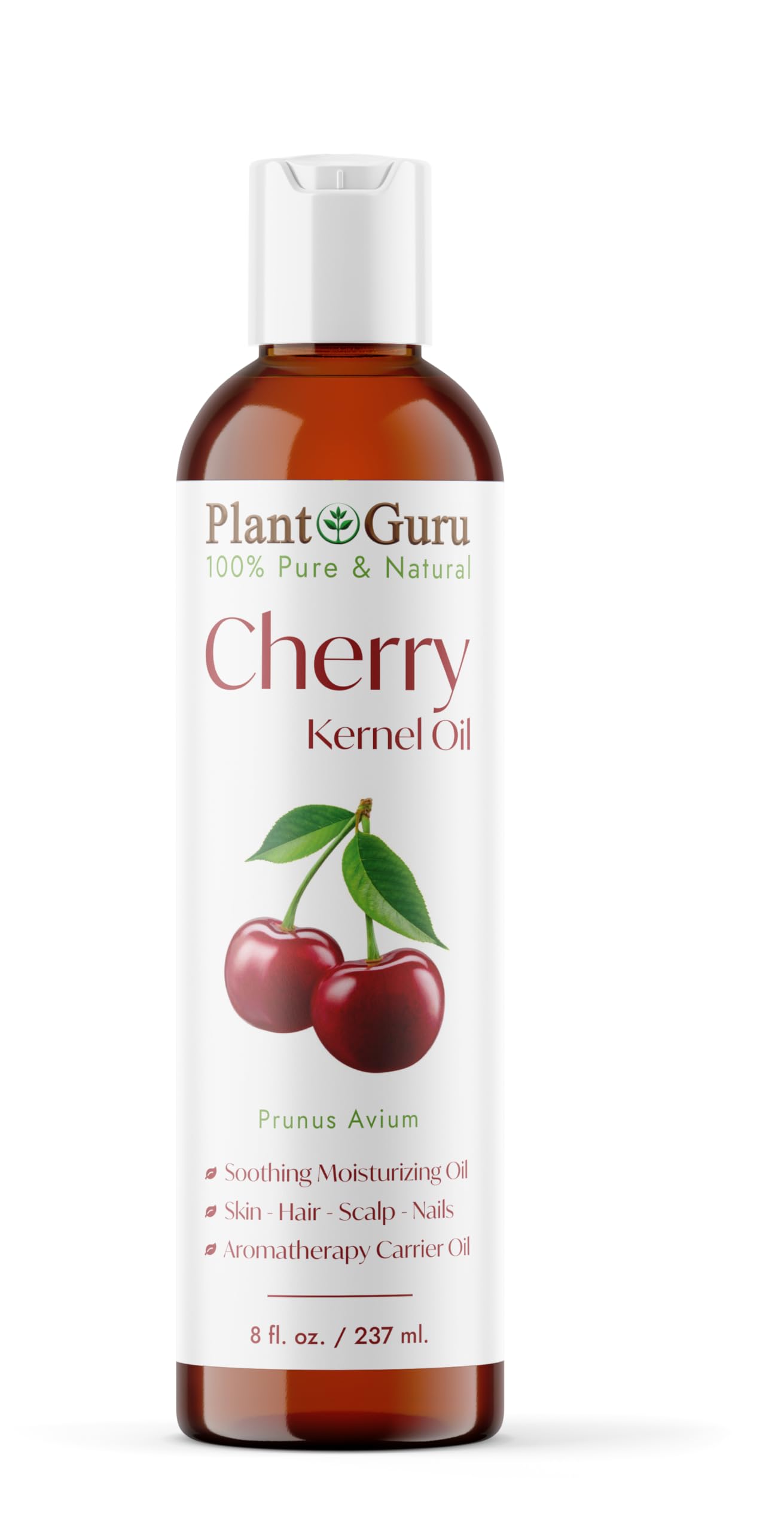 Plant Guru Cherry Kernel Oil 8 fl. oz. Cold Pressed 100% Pure & Natural Carrier - Skin, Face, Body & Hair Growth Moisturizer. Great for DIY Creams Beauty & Personal Care Plant Guru