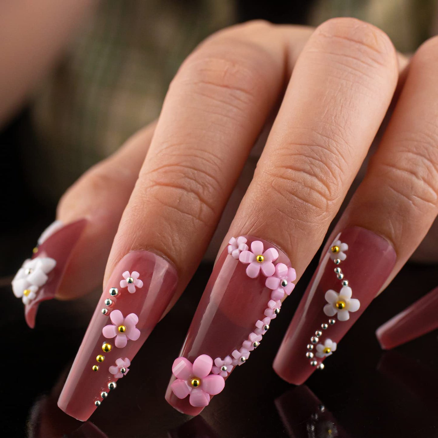 3D Flowers for Nails Art Colorful Charms Kit #2 with Caviar Beads, Blossom Rhinestones Crystal Pearls Acrylic Studs DIY Design Manicure Accessories Beauty & Personal Care BELLEBOOST