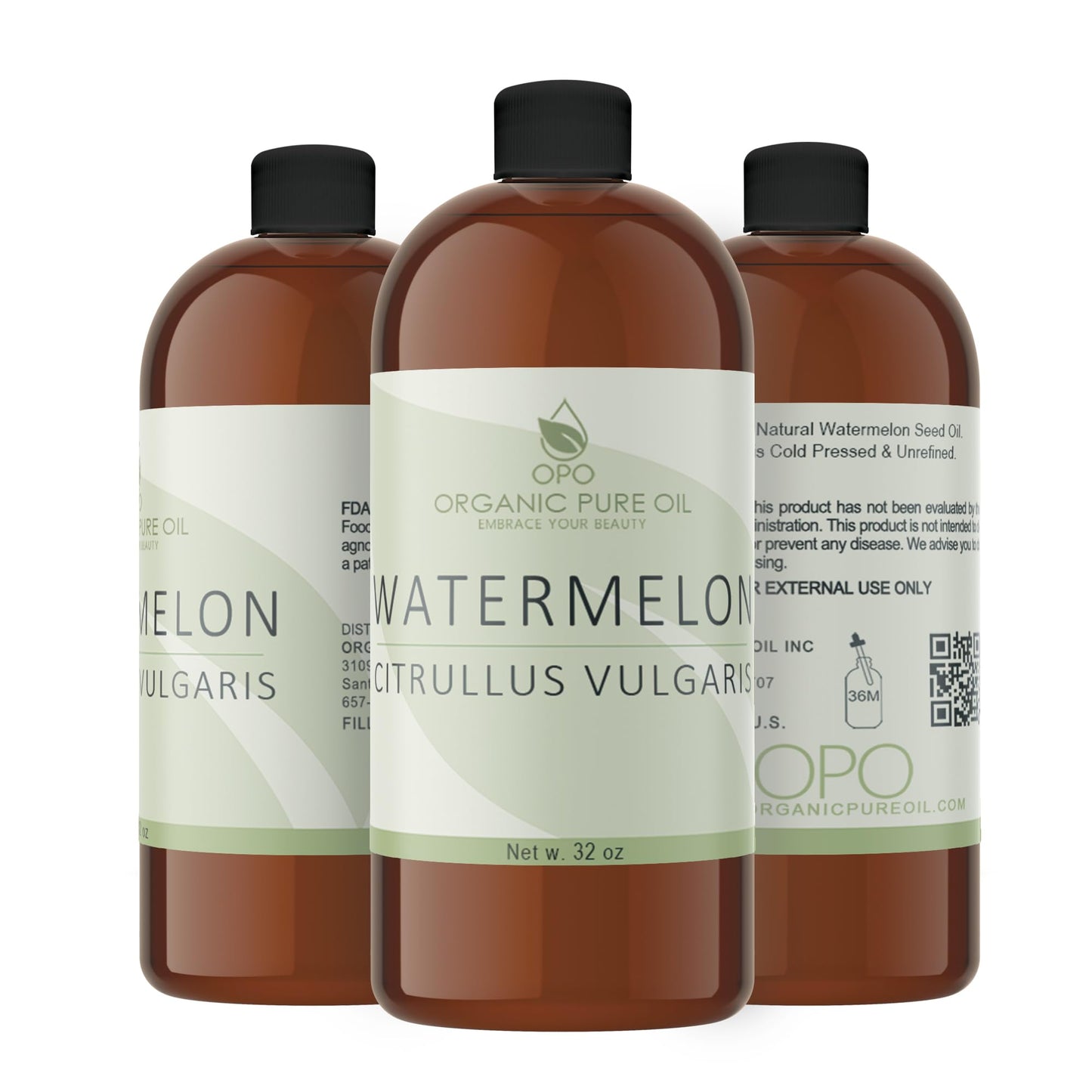 Watermelon Seed Oil - 32 oz - 100% Pure, Unrefined, All Natural, Non GMO, Bulk, Organically Sourced, Vegan, Carrier Oil for Face Scalp Hair Skin Nails Beauty & Personal Care OPO
