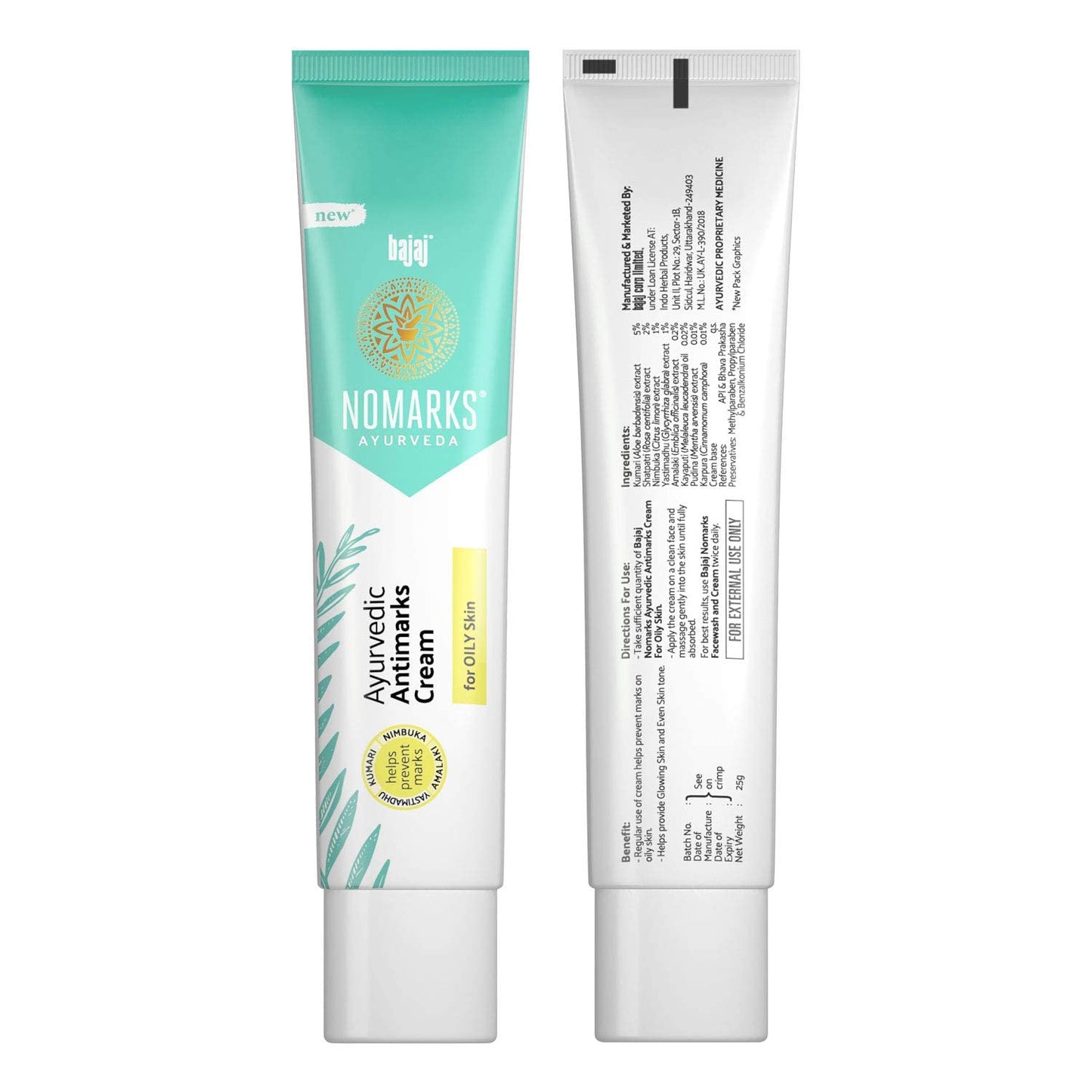 Bajaj Nomarks Ayurvedic Antimarks Cream For Oily skin - 25g (Pack of 4) Beauty & Personal Care Bajaj NoMarks