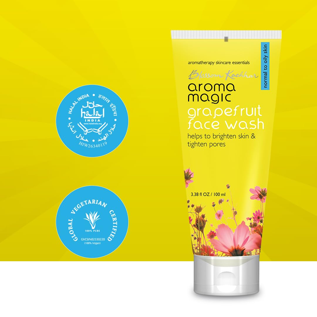 Aroma Magic Grapefruit Face Wash | Daily Cleanser for Normal to Oily Skin | Controls Oil, Tightens Pores, Revives & Refreshes Skin | Day & Night Use | Beauty & Personal Care Aroma Magic
