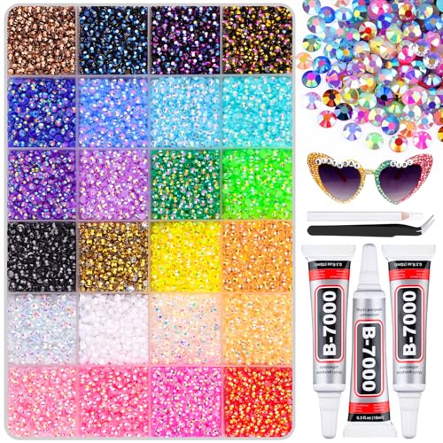 BELLEBOOST 35000PCS Jelly Bedazzler Kit with Rhinestones, 3mm Flatback Gems for Bedazzling, Multicolor Bedazzle Kit with B7000 Jewelry Glue and Gem Beauty and Personal Care BELLEBOOST Default Title