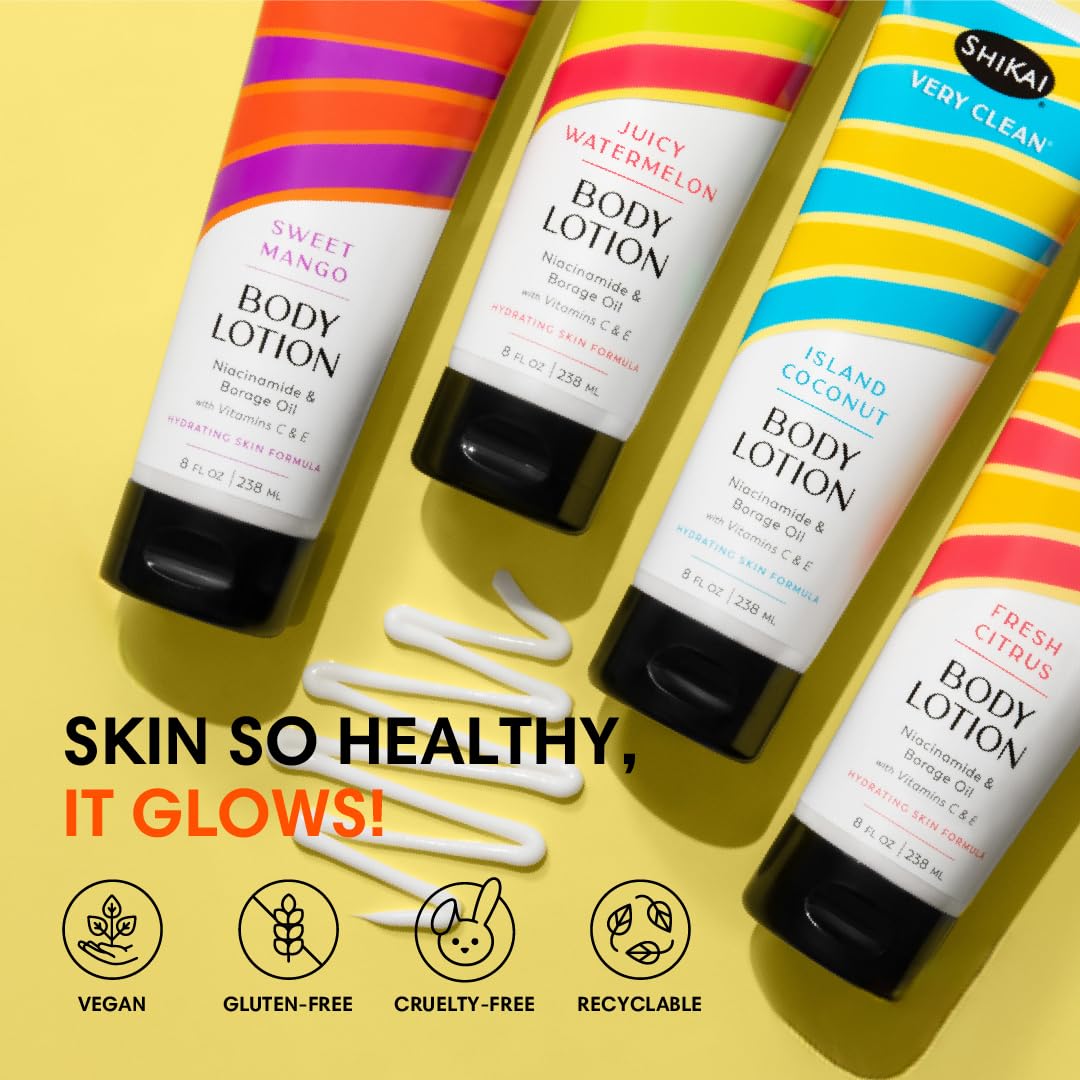 ShiKai Very Clean Body Lotion (Sweet Mango, 8 oz) | Hydrating Skin Moisturizer for Dry Skin | With Niacinamide, Borage Oil, and Vitamin C & E Beauty & Personal Care ShiKai