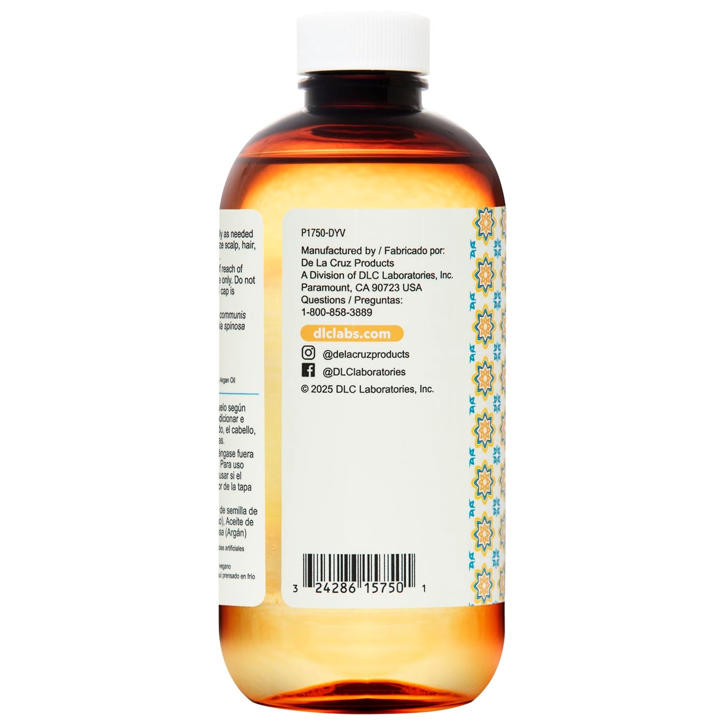 De La Cruz® Castor Infused with Moroccan Argan Hair and Skin Oil Blend 8 FL. OZ. (236 mL) Beauty & Personal Care De La Cruz