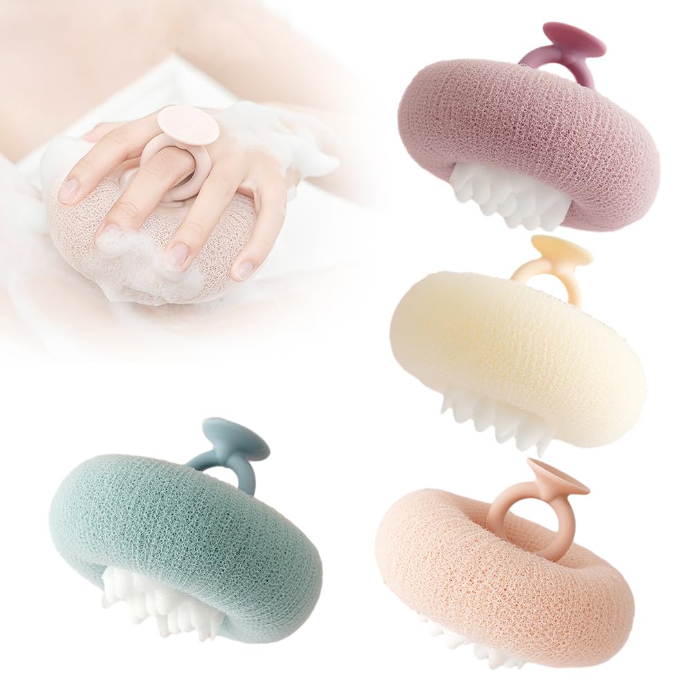 Super Soft Sunflower Suction Cup Bath Ball, 3D Exfoliating Body Bath Sponge for Adults and Children, Women and Men, Skin Friendly Sponge Mesh Pouf Beauty and Personal Care Cecurpo