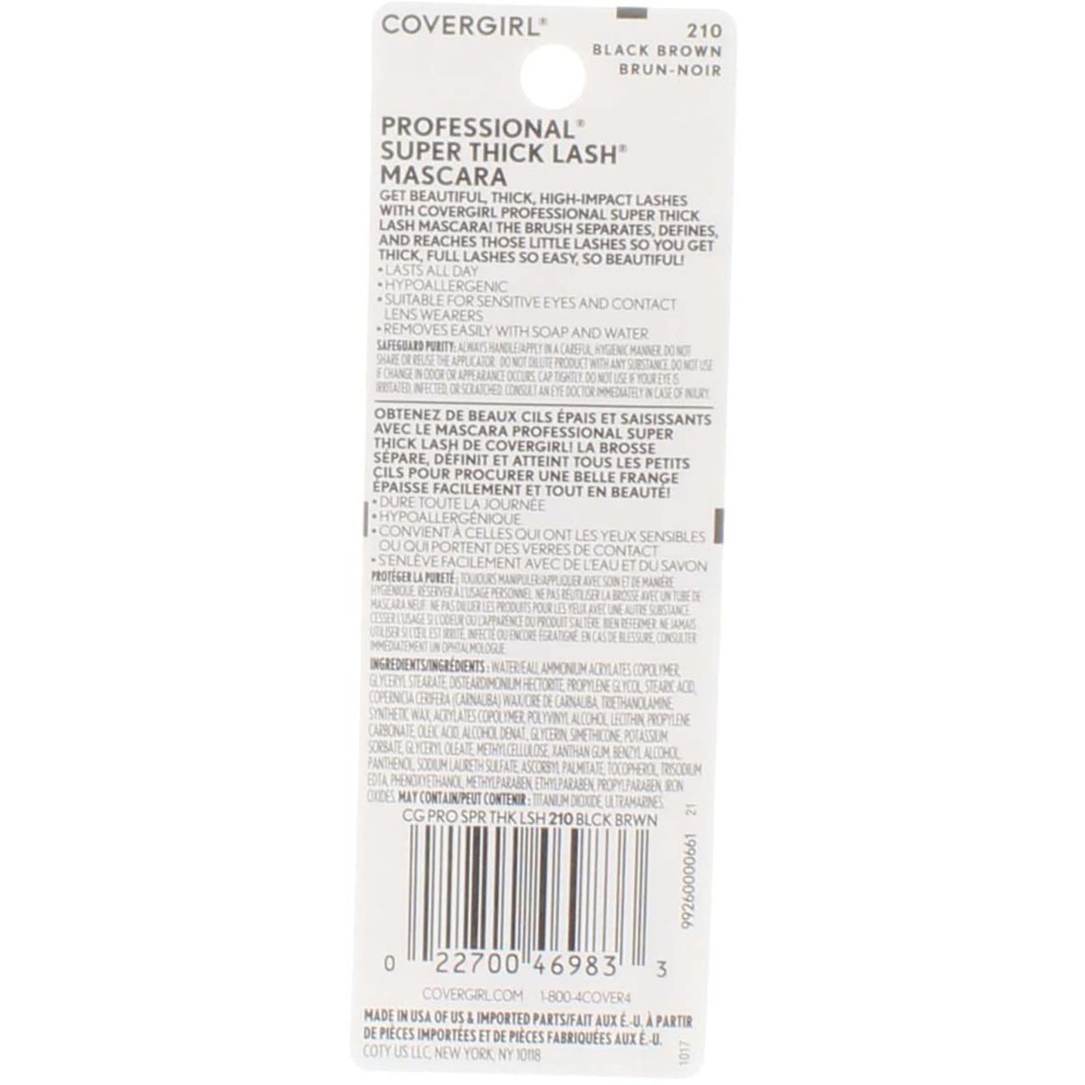 Cg Masc Prof Spr Thck Wp Size 0.30o Cover Girl Crded Mascara Professional Super Thick Lash Black/Brown