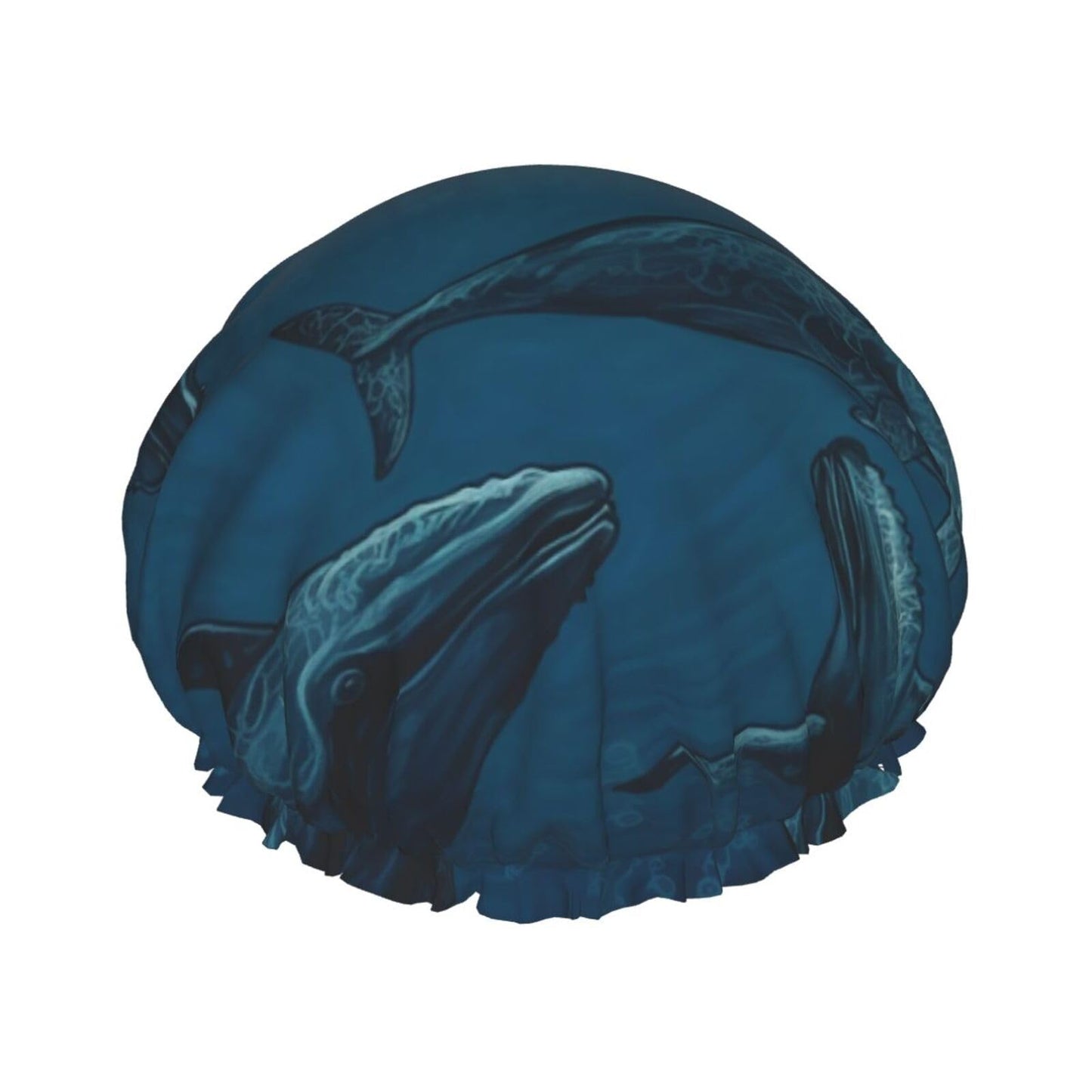 Ocean Whale Shower Cap for Women Men Large Reusable Shower Bonnet Double-Layer Waterproof Bath Caps Elastic Band Hair Hat for All Hairstyles Beauty and Personal Care BWLHJKE