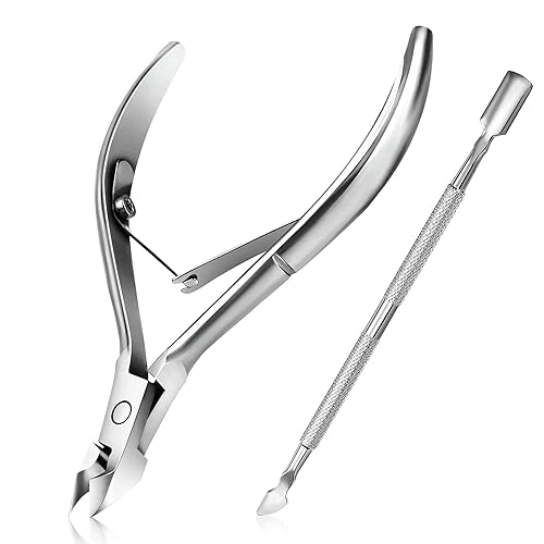 Cuticle Trimmer with Cuticle Pusher - Easkep Cuticle Remover Cuticle Nipper Professional Stainless Steel Cuticle Cutter Clipper Pedicure Manicure Beauty & Personal Care Easkep