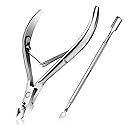 Cuticle Trimmer with Cuticle Pusher - Easkep Cuticle Remover Cuticle Nipper Professional Stainless Steel Cuticle Cutter Clipper Pedicure Manicure Beauty & Personal Care Easkep