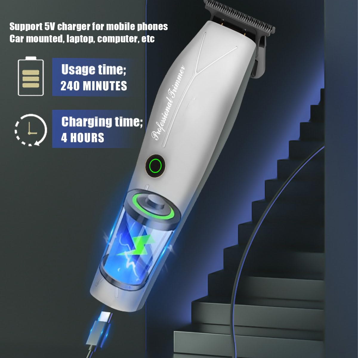 QDKVTNDJZ Men's Hair Clippers Professional Hair Trimmer Cordless Rechargeable Powerful Beard Trimmer Hair Cutting Grooming Tool,3 Limit Combs Beauty and Personal Care QDKVTNDJZ
