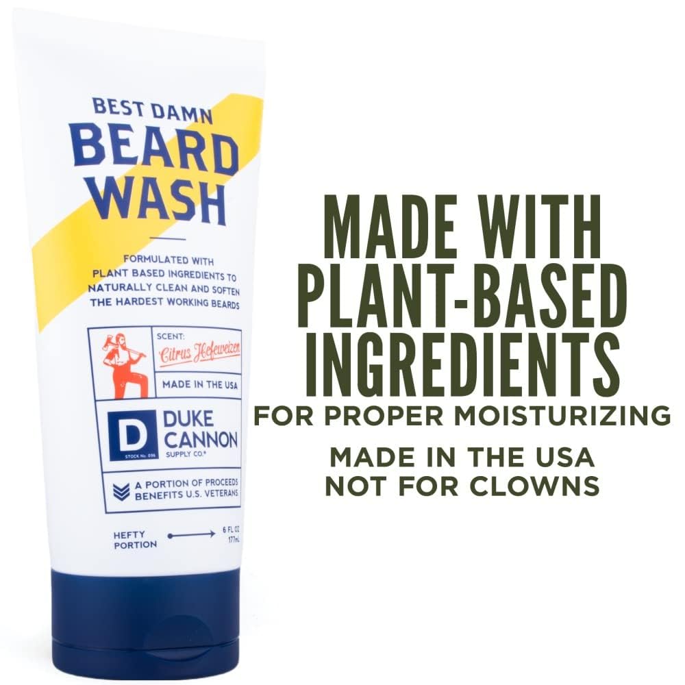 Duke Cannon Supply Co. Beard Wash Citrus Hefeweizen, 6 Fl Oz - Made with Plant-Based Ingredients to Strengthen, Rejuvenate, Soften and Condition Beauty and Personal Care Duke Cannon Supply Co.