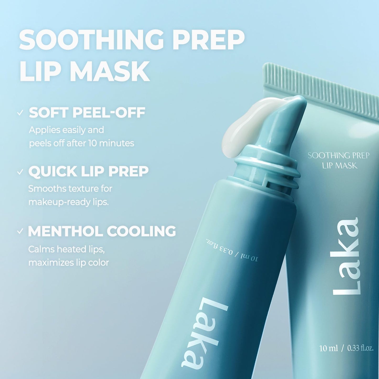 Laka Soothing Prep Lip Mask - Gentle Peel-Off Lip Mask for Dead Skin & Flakes - Cooling Korean Lip Care for Makeup Prep - K-Beauty 0.33 fl.oz Beauty and Personal Care Laka