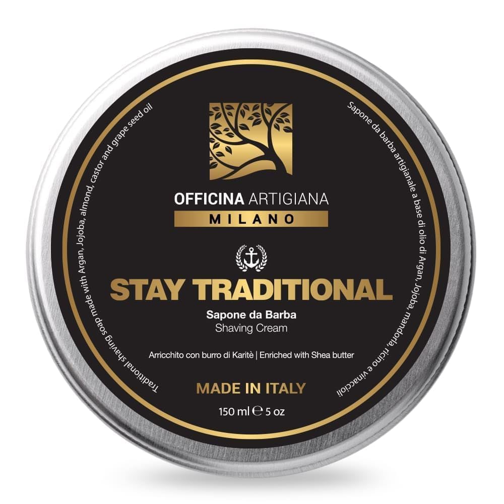 Officina Artigiana Milano Stay Traditional Shaving Soap 150ml - Luxury Italian artisan wet shaving soap with 40% antioxidant oils & shea butter Beauty and Personal Care The Goodfellas' smile