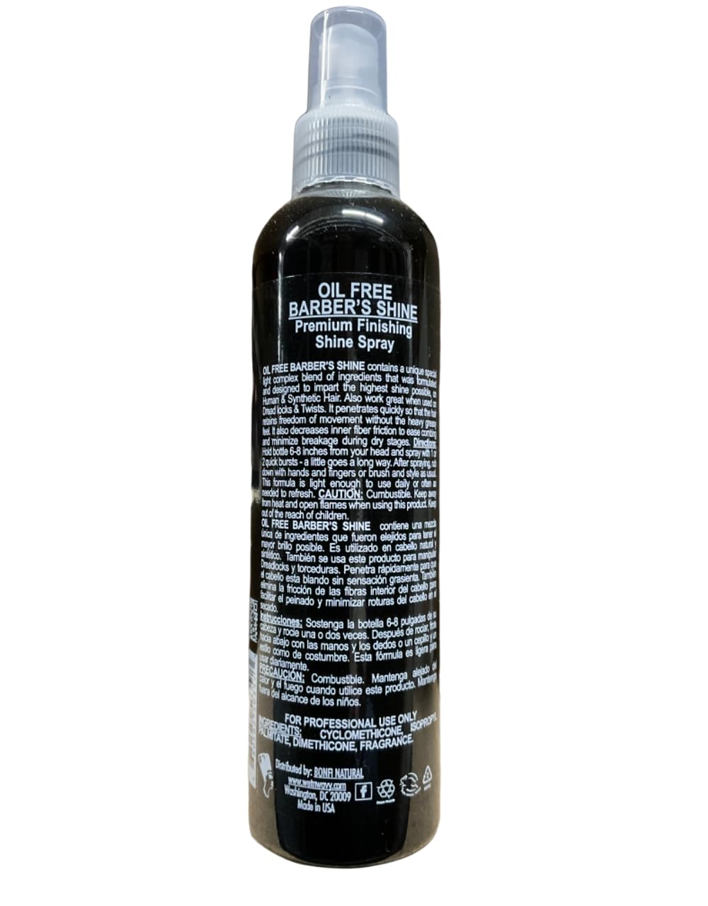 Bonfi Natural Oil Free Barber's Shine Spray for Men w/ UV Protector & VItamin E 8 oz Beauty & Personal Care Bonfi Natural