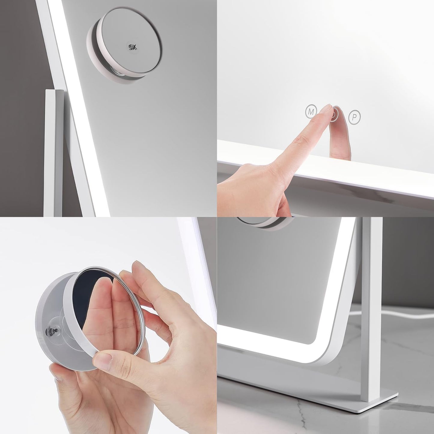 HIEEY Vanity Mirror with Lights, 17.4" x 13.5" Lighted Makeup Mirror, Three Color Lighting Modes, and 5X Magnification Mirror, Smart Touch Control Beauty and Personal Care HIEEY