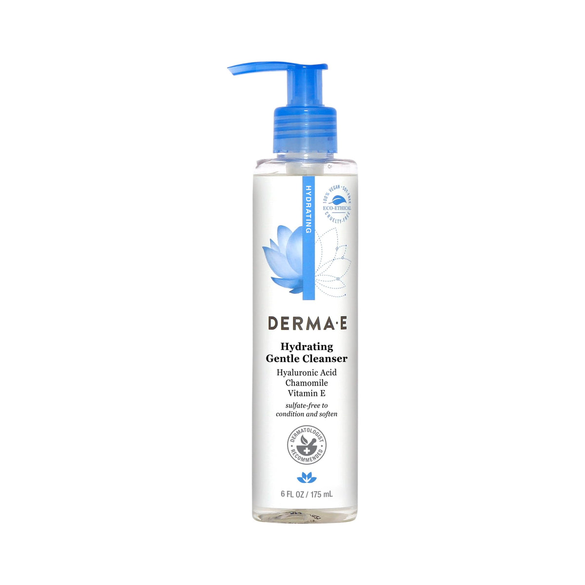 Derma E Hydrating Gentle Cleanser with Hyaluronic Acid - Moisturizing Facial Cleanser Tones, Moisturizes & Improves Skin Texture - Gently Exfoliating Beauty & Personal Care Derma E
